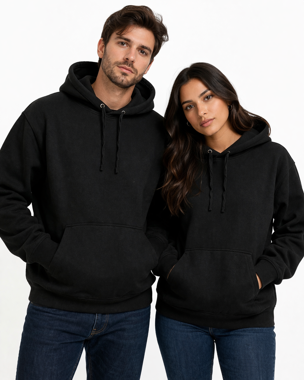 (12 pack, same size) Black Heavy cotton hoodies – -Sweats à capuche en coton lourd – Noir (paquet de 12, même taille)