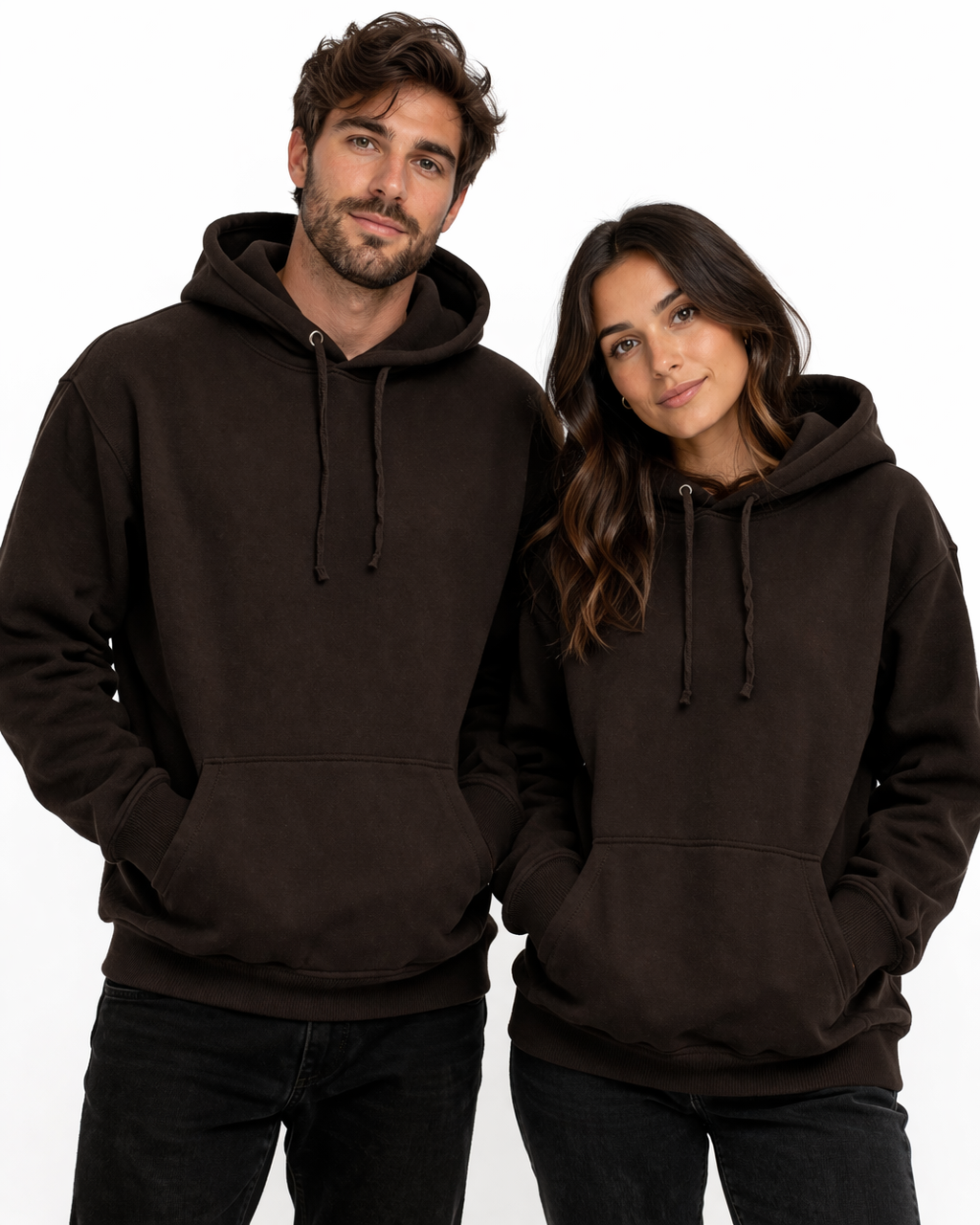 (12 pack, same size) BROWN Heavy cotton hoodies – -Sweats à capuche en coton lourd – BRUN (paquet de 12, même taille)