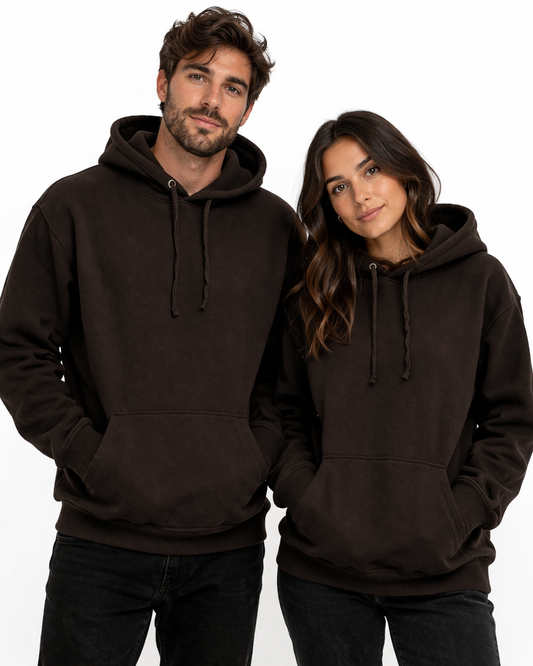 (12 pack, same size) BROWN Heavy cotton hoodies – -Sweats à capuche en coton lourd – BRUN (paquet de 12, même taille)
